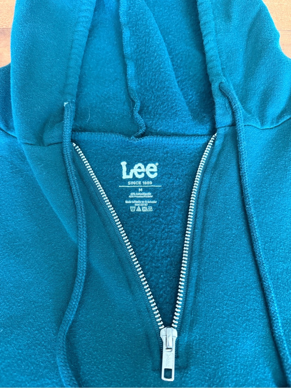 Lee Teal Full-Zip Hooded Sweatshirt - Picture 2 of 3
